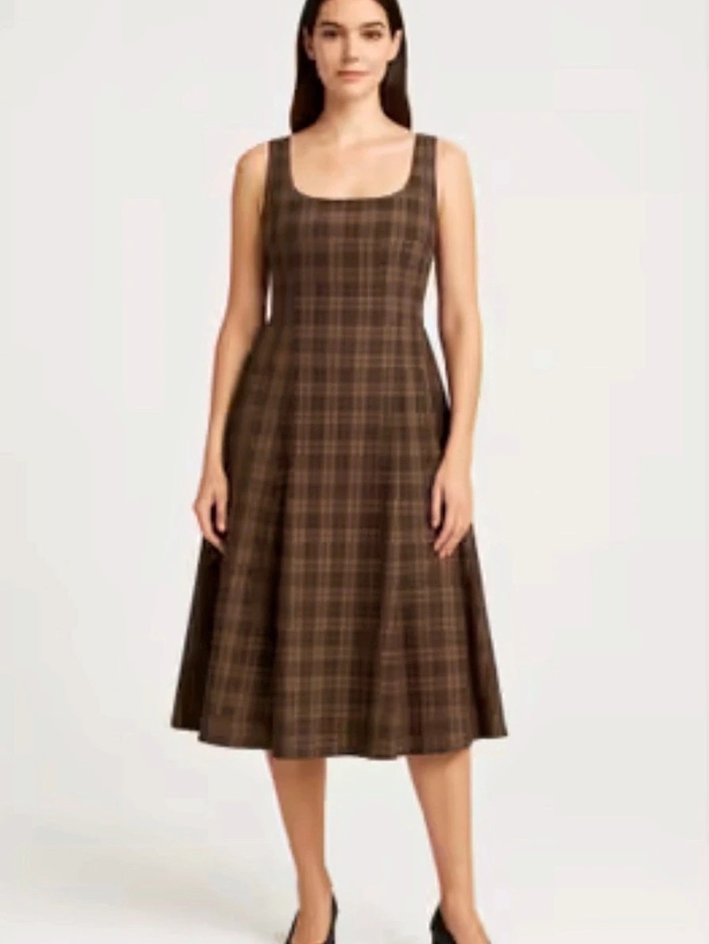 Cider Plaid Midi Dress in Brown & Black Size 4X NWT
